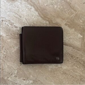 Tom Ford men's money clip wallet with silver  tone hardware made in Italy